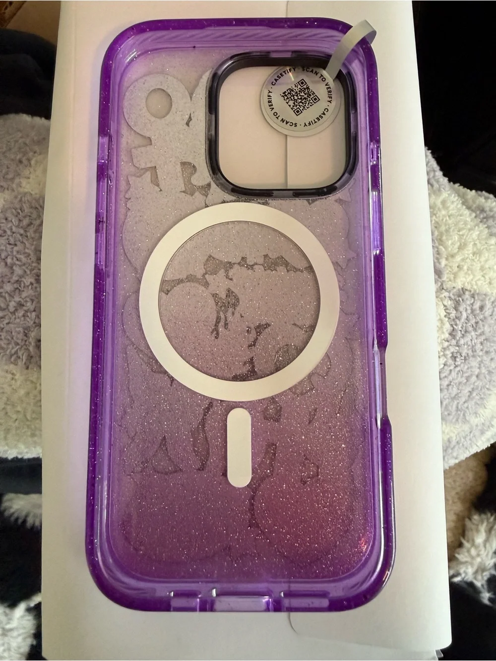Casetify Purple ombre,glitter Feminist Sticker Phone Case for iPhone 16 Pro